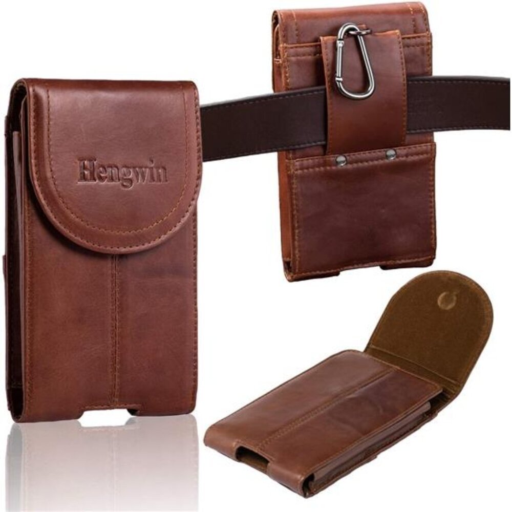Genuine Leather Cell Phone Holster Case with Belt Clip Belt Loop Fits for iPhone